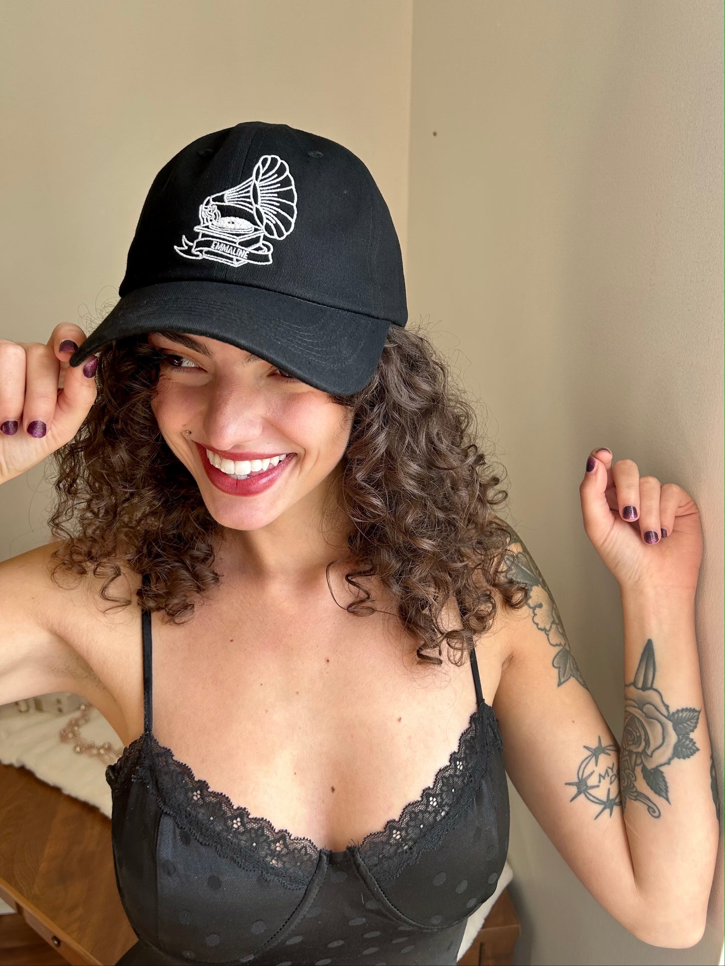 Embroidered Phonograph Baseball Hat